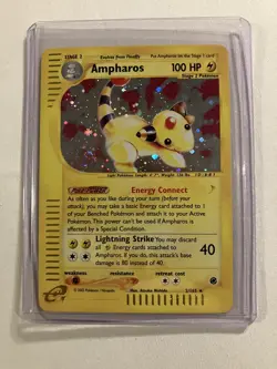 2002 Pokemon Expedition Ampharos Holo 2/165 E-Reader WITH SWIRL - NM-LP - Image 1