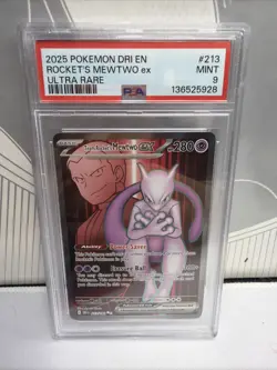 2025 POKEMON DRI EN-DESTINED RIVALS ULTRA RARE TEAM ROCKET'S MEWTWO EX PSA 9 - Image 1