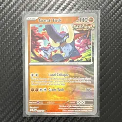 Pokemon Great Tusk 055/131 Prismatic Evolutions Master Ball Uncommon 140 HP Holo - Image 1