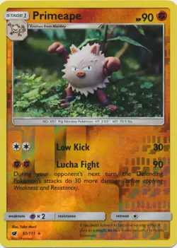 Pokemon - Primeape - 51/111 (Reverse Foil) - SM Crimson Invasion - Rare - Image 1
