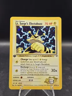 Pokemon TCG Lt. Surge's Electabuzz 6/132 1st Edition Gym Heroes Holo LP - Image 1