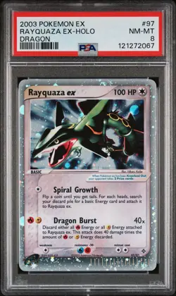Pokemon TCG Rayquaza EX Dragon Frontiers Holo Card 97/101 PSA 8 NEW CERT - Image 1