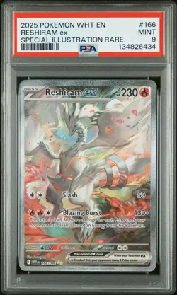 Reshiram Ex Pokemon Wht En-White Flare 166 NM PSA MINT 9 6436 - Image 1