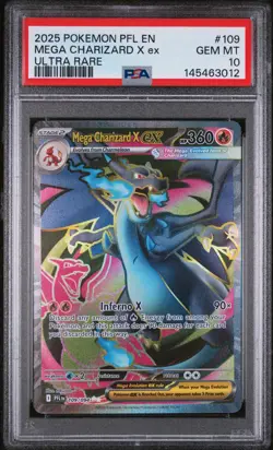 2025 POKEMON PFL EN-PHANTASMAL FLAMES ULTRA RARE #109 MEGA CHARIZARD X EX PSA 10 - Image 1