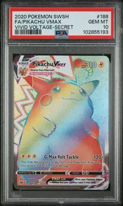 Pokemon 2020 Pikachu VMAX RAINBOW #188 Vivid Voltage - Secret PSA 10 🔥💎 - Image 1
