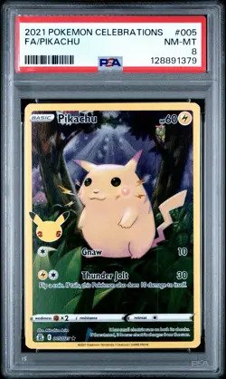 2021 POKEMON CELEBRATIONS #005 FULL ART/PIKACHU PSA 8 - Image 1