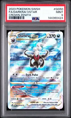 2023 POKEMON SWORD & SHIELD CROWN ZENITH #GG50 FULL ART/DARKRAI VSTAR PSA 9 - Image 1