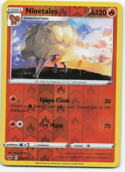 Ninetales 023/202 Reverse Holo Rare SWSH01: Sword & Shield Base Set NM Pokemon - Image 1