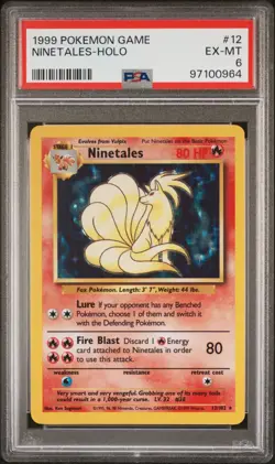 PSA 6 #12/102 NINETALES-HOLO RARE EX-MT 1999 POKEMON BASE SET UNLIMITED - Image 1