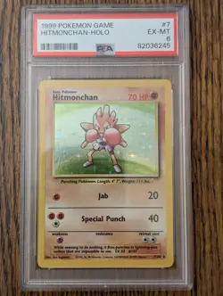 1999 Pokemon Base Set Hitmonchan Holo #7 PSA 6 EX-MT WOTC Vintage - Image 1