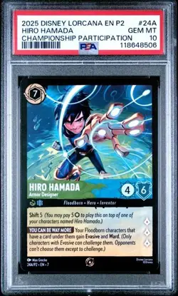 DISNEY LORCANA EN P2-PROMO #24A HIRO HAMADA SET CHAMPIONSHIP PSA 10 - Image 1
