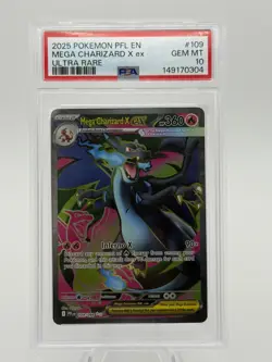 Mega Charizard x EX 109/094 Me02: Phantasmal Flames Holo PSA 10 Gem Mint Pokemon - Image 1
