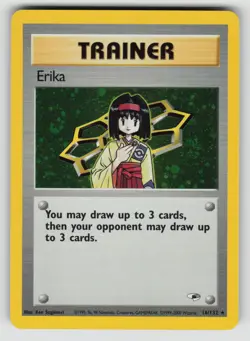 Erika 16/132 Holo Rare Gym Heroes Pokemon NM - Image 1