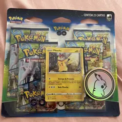 Blister Triple Pack Pokemon GO - Pikachu Portuguese Version TCG With Coin - Image 1