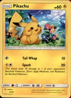 Pikachu (#14) 14/30 Normal - Pokemon SM Trainer Kit: Lycanroc & Alolan Raichu - Image 1