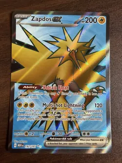 Pokemon Zapdos ex 192/165 Ultra Rare Full Art Holo Sv: Scarlet & Violet 151 TCG - Image 1