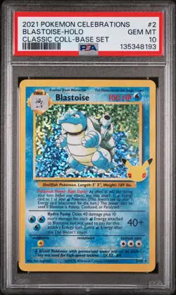 2021 Pokemon Celebrations Classic Collection Base Set Holo Blastoise #2 PSA 10 - Image 1