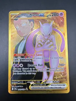 Pokemon Gold Hyper Rare Team Rockets Mewtwo EX 240/182 Destined Rivals - Image 1
