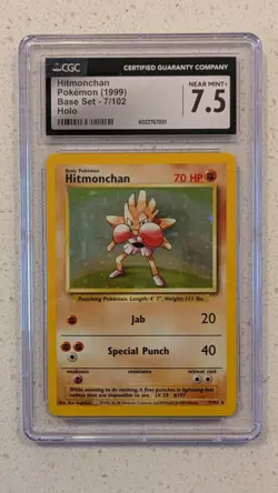 Hitmonchan Holo 1999 Base Set 7/102 Pokemon Card - CGC 7.5 - Image 1