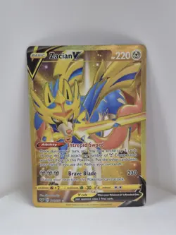 Zacian V Gold Secret Rare Full Art 211/202 Sword & Shield Pokemon Card LP - Image 1
