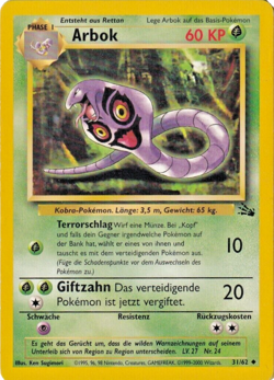 Pokemon TCG - Arbok - 31/62 - German - Uncommon Unlimited - Fossil [Light Play] - Image 1