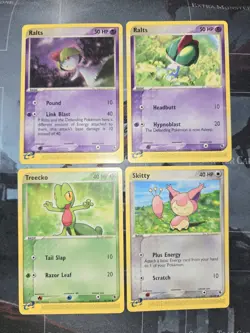Ruby & Sapphire 4 Card Lot Ralts, Skitty, Treecko Pokemon - Image 1