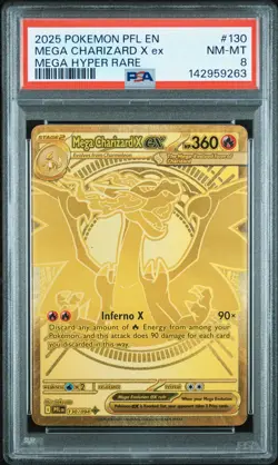 2025 POKEMON PFL EN-PHANTASMAL FLAMES MEGA HYPER RARE MEGA CHARIZARD X EX PSA 8 - Image 1