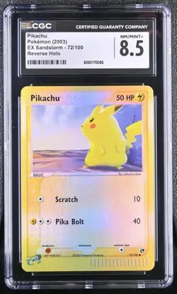 Pokemon Pikachu EX Sandstorm 2003 Reverse Holo Rare 72/100 CGC 8.5 - Image 1