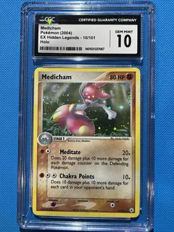 2004 CGC 10 Gem Mint Pokemon Medicham 10/101 Ex Hidden Legends Holo Rare SWIRL - Image 1