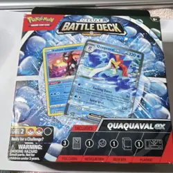 Pokemon Deluxe Battle Deck Quaquaval ex Foil Cards Metallic Coin Deck Box - Image 1