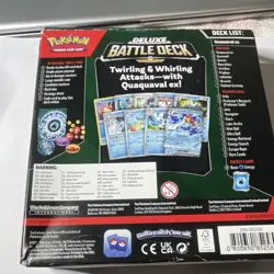 Pokemon Deluxe Battle Deck Quaquaval ex Foil Cards Metallic Coin Deck Box - Image 2