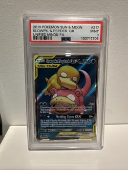 Slowpoke & Psyduck Gx 217/236 Unified Minds Pokemon PSA 9 - Image 1