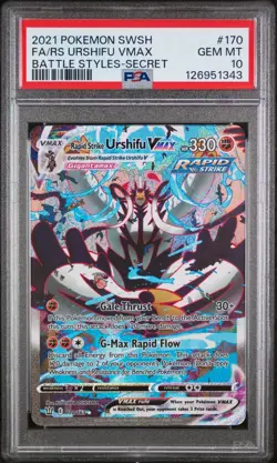 POKEMON SWORD & SHIELD BATTLE STYLES #170 FA/RS URSHIFU VMAX SAR GEM MT PSA 10 - Image 1