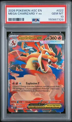 Mega Charizard Y ex 022/217 Double Rare ME: Ascended Heroes Pokemon PSA 10 - Image 1