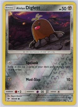 Pokemon TCG Alolan Diglett 86/149 Sun & Moon Base Reverse Holo Common - Image 1