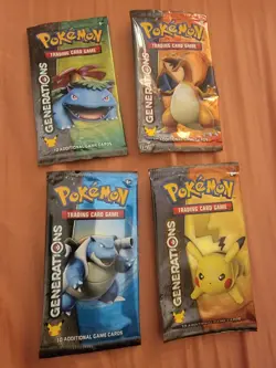 Complete Pokemon Generations Booster 4x EMPTY Packs Charizard Pikachu Venasaur - Image 1