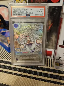 2025 ONE PIECE OP11-3RD ANNIVERSARY-GOLD MONKEY D. LUFFY PSA 10 ENGLISH - Image 1