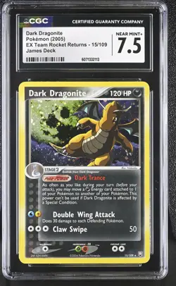 CGC 7.5 Dark Dragonite 2005 EX Team Rocket Returns 15/109 Holo Pokemon Card - Image 1