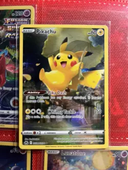 PIKACHU GG30/GG70 Full Art Crown Zenith Holo Pokemon Card + BONUS CARD - Image 1