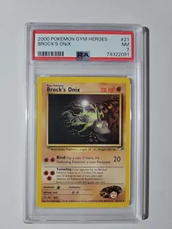 2000 Pokemon Gym Heros Brock’s Onix NM PSA 7 - Image 1