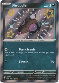 Pokemon Shroodle Shiny Full Art Paldean Fates PAF 189/091 Near Mint English - Image 1