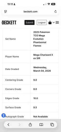 Mega Charizard X ex 125/094 Me02 Phantasmal Flames SIR Holo Pokemon TCG 2025 - Image 3