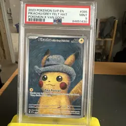 Pokemon Pikachu/Grey Felt Hat Van Gogh SVP-En Black Star Promo MINT PSA 9 - Image 1