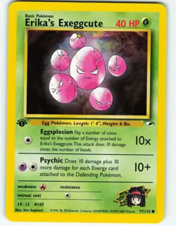 Erika's Exeggcute - 1st Edition - 77/132 Gym Heroes- WOTC - Pokemon TCG - 2000 - Image 1