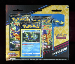 Pokemon Sword & Shield Crown Zenith 3 Pack Blister Pin Collection (Inteleon) - Image 1