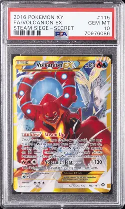 2016 POKEMON XY STEAM SIEGE SECRET #115 FULL ART/VOLCANION EX PSA 10 - Image 1