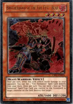 Yugioh Brotherhood of the Fire Fist - Bear CBLZ-EN024 Ultimate Rare NM - Image 1
