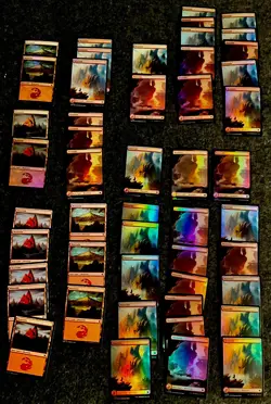 MTG - 49 Foundations- Mixed / 33 FOIL Mountain Land Lot - Image 1