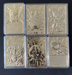 (6) 23K Gold Plated Pokemon Nintendo Cards| 1999 | Full Set of 6 + Certificates - Image 1