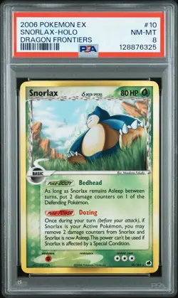 2006 POKEMON EX DRAGON FRONTIERS #10 SNORLAX-HOLO PSA 8 - Image 1